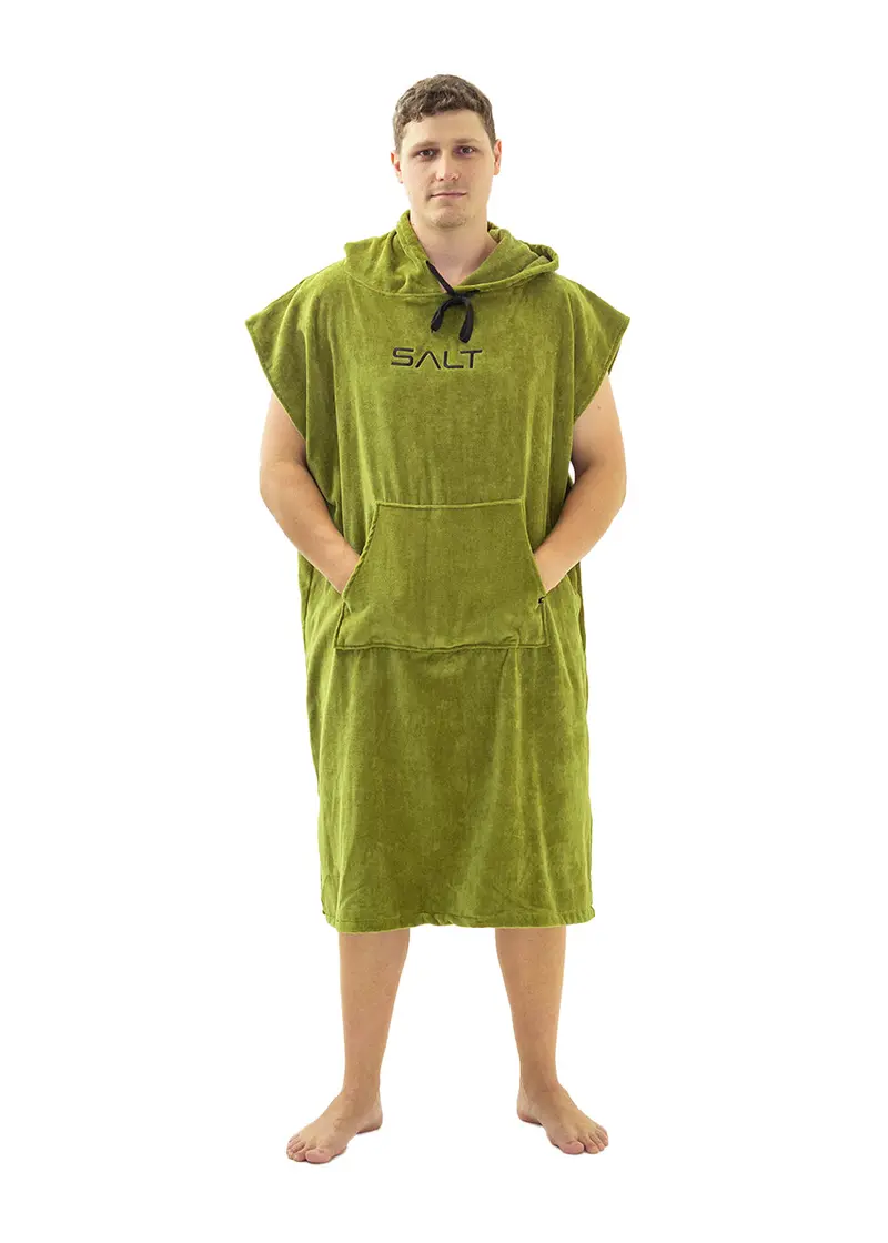 SALT Hooded Cotton Poncho Towel – Forest Green