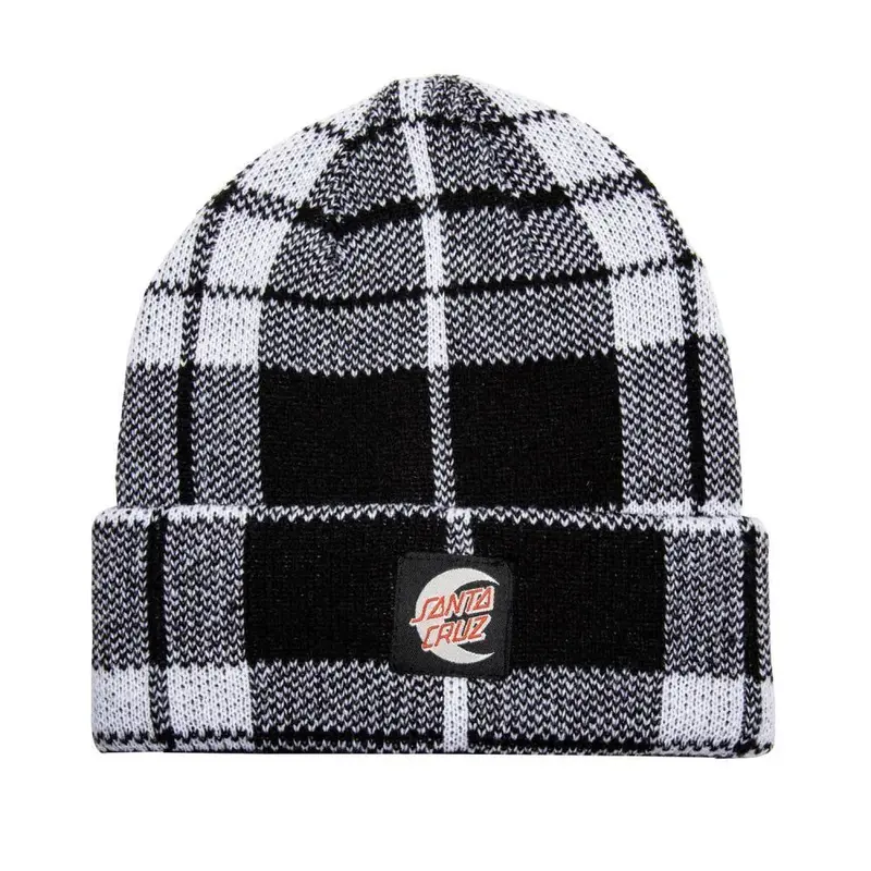 Santa Cruz Mono Dot Check Beanie – Black & White