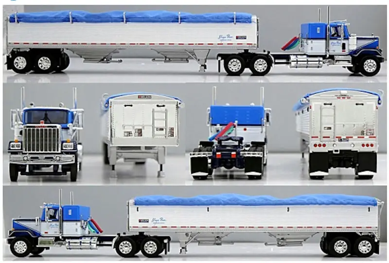 Shupe Bros. GMC General Day Cab with Wilson Grain Trailer – White 1:64 Scale Model