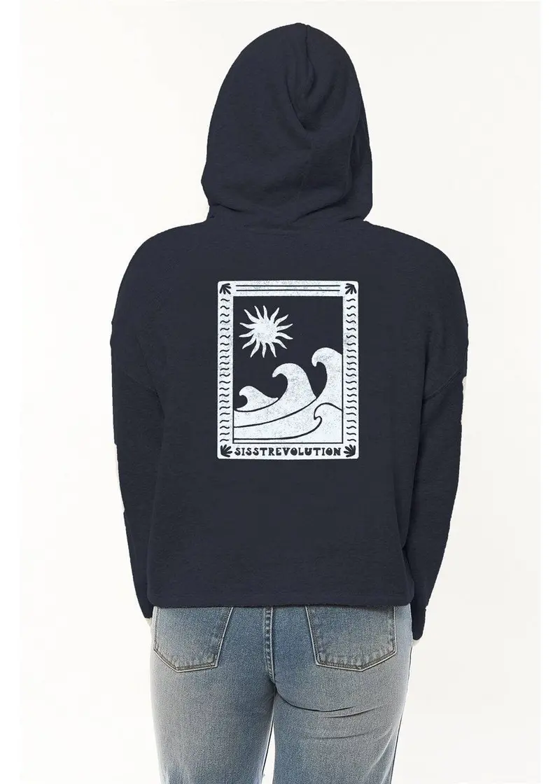 Sisstr High Seas Cropped Fleece Long-Sleeve Hoodie