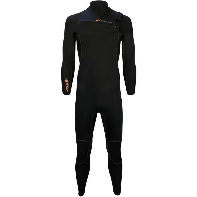 Sola Mens Inferno 5/4mm Front-Zip Full Wetsuit – Black/Black