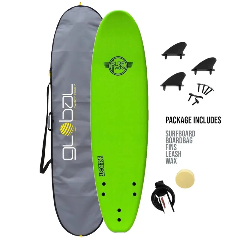 Surfworx Hellcat 7’0 Mini Mal Foam Surfboard – Green Starter Package