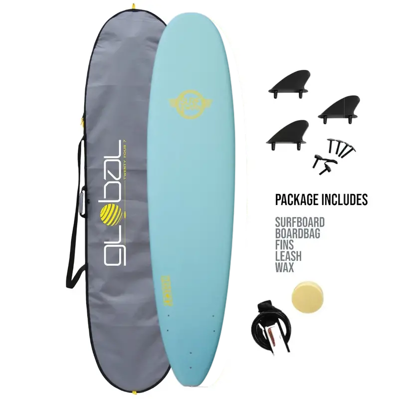 Surfworx Hellcat Ice Mint 8’0 Mini Mal Foam Surfboard Complete Kit