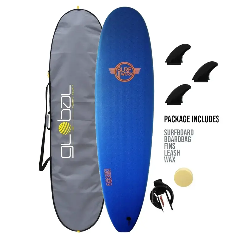 Surfworx Ribeye 7’0 Navy Mini Mal Soft Surfboard – Starter Package