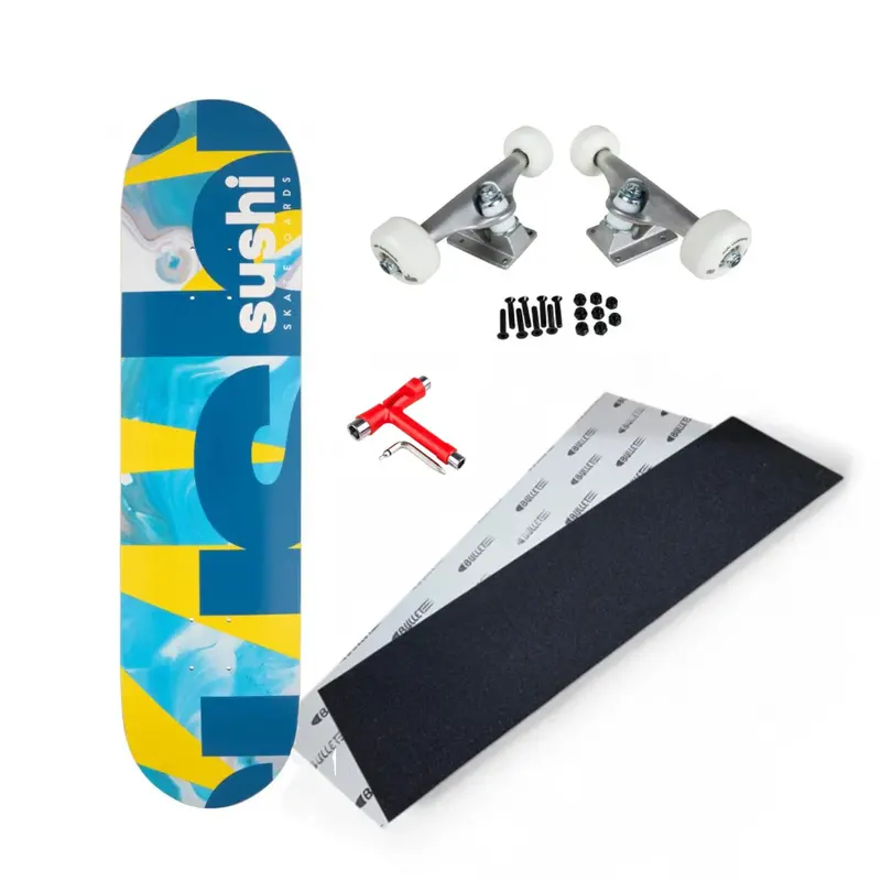Sushi Spectrum 8″ Complete DIY Skateboard Kit – Blue + Free Skate Tool