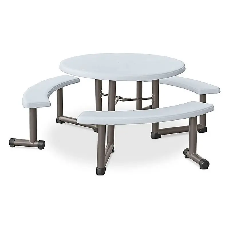Swing-Out Outdoor Picnic Table with Foldable Benches