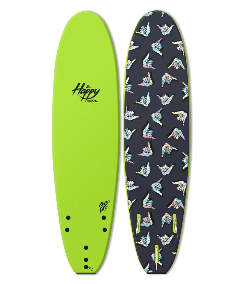 The Happy Surf Co. 7’0″ Shaka Surfboard – Lime Retro Shape
