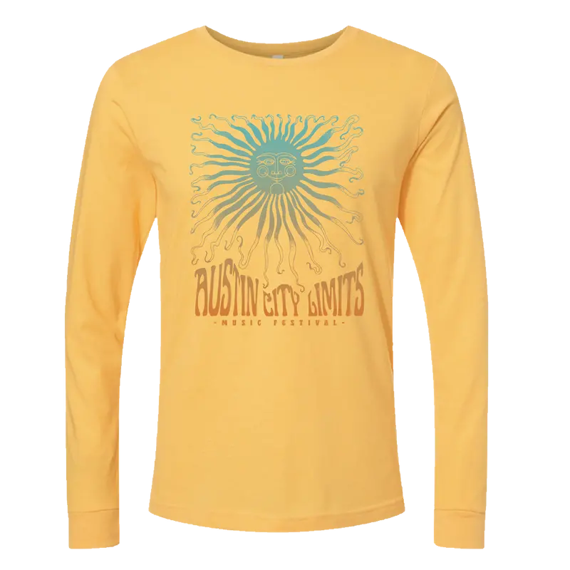 Trippy Sun Design Long Sleeve Lineup T-Shirt