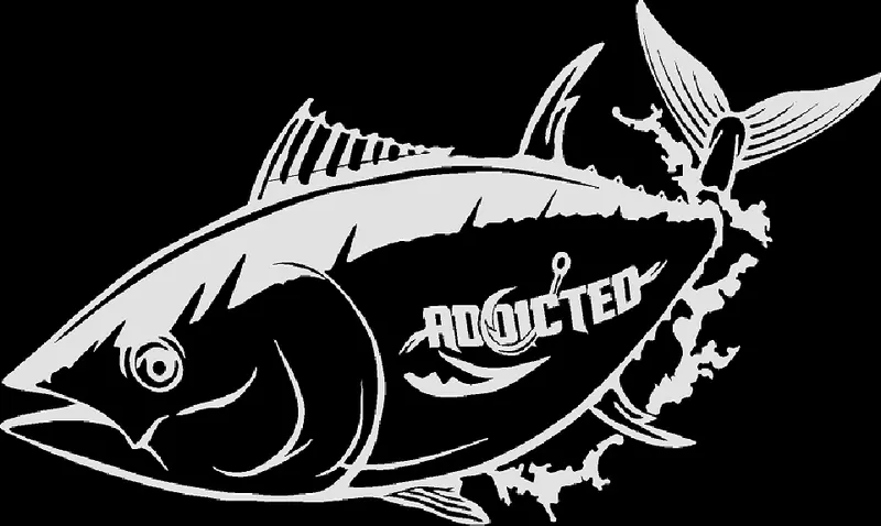 Tuna Fishing Vinyl Decal – White