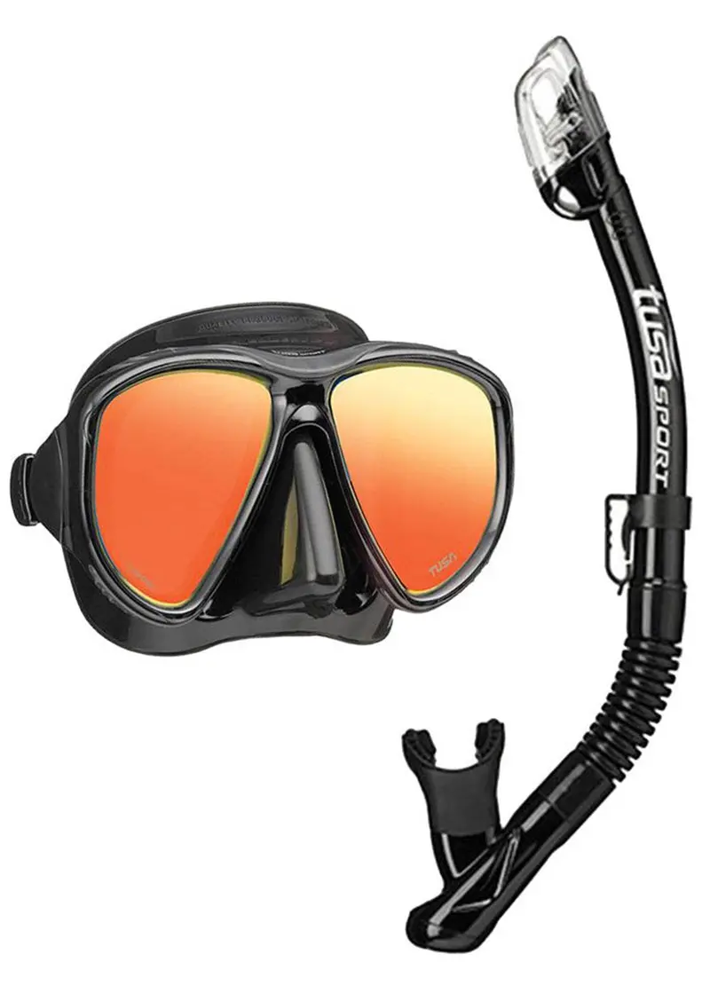 Tusa Black Series Mirror Mask with Snorkel and Carry Bag
