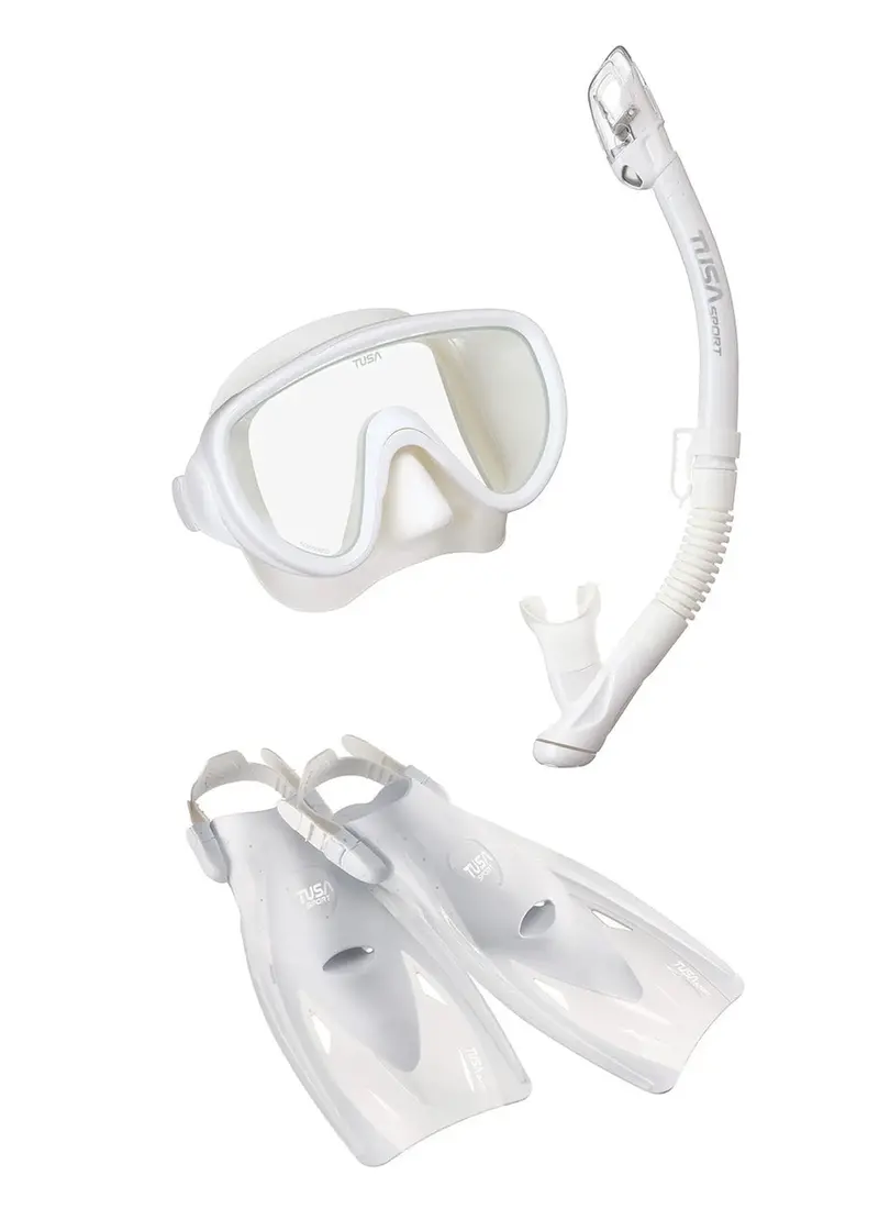 Tusa Serene Travel Pack – Adult Mask, Snorkel, and Adjustable Fins Combo