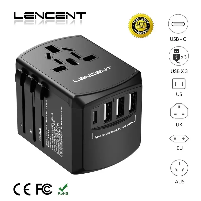 Universal Travel Power Adapter – Multi-Region Plug Converter for US, EU, UK, AU & Asia