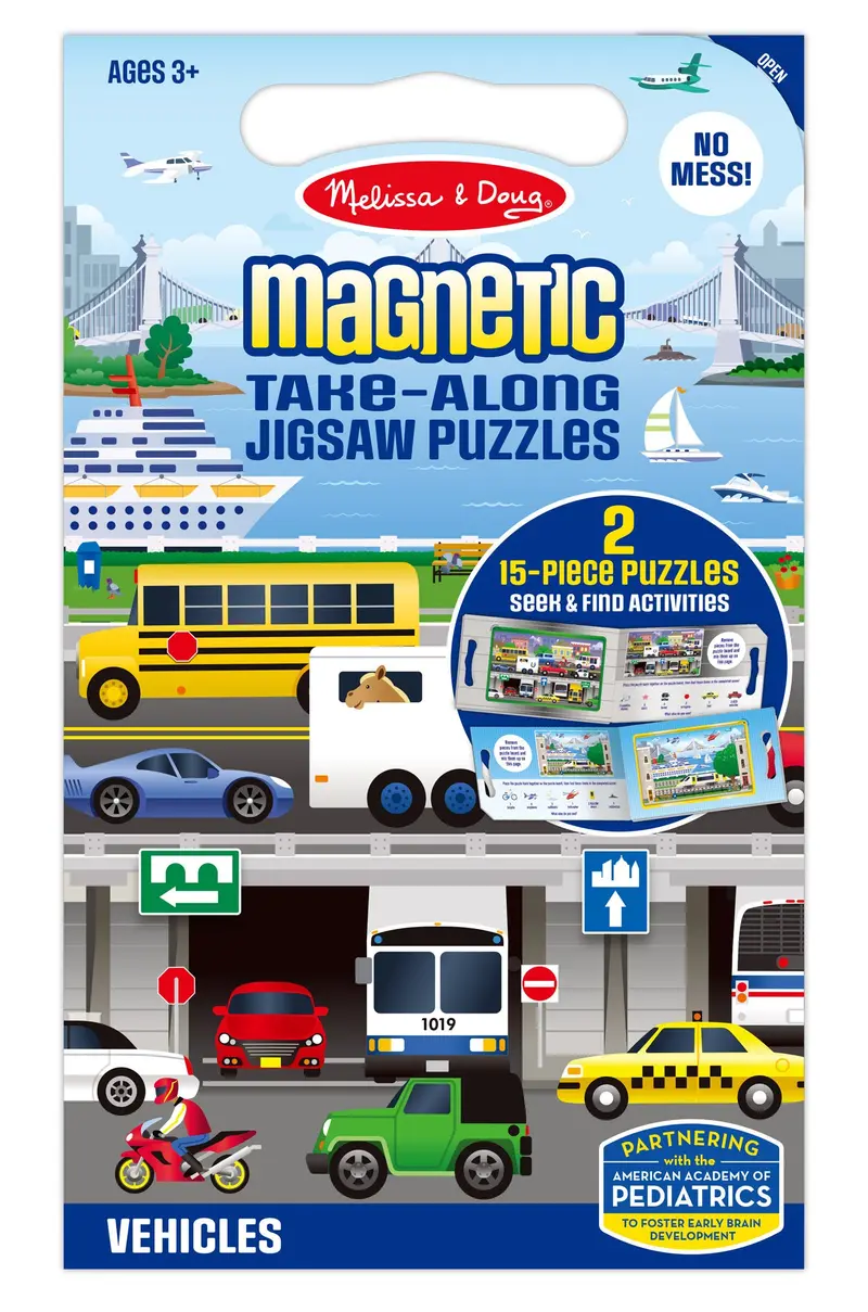 Vehicles Magnetic Jigsaw Puzzles – Compact Travel Puzzle Kit