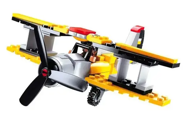 Vintage Biplane Aviation Building Brick Construction Kit