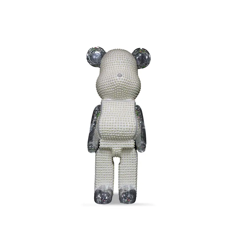 Whimsical Disco-Themed Pearl-Embellished Bear Piggy Bank