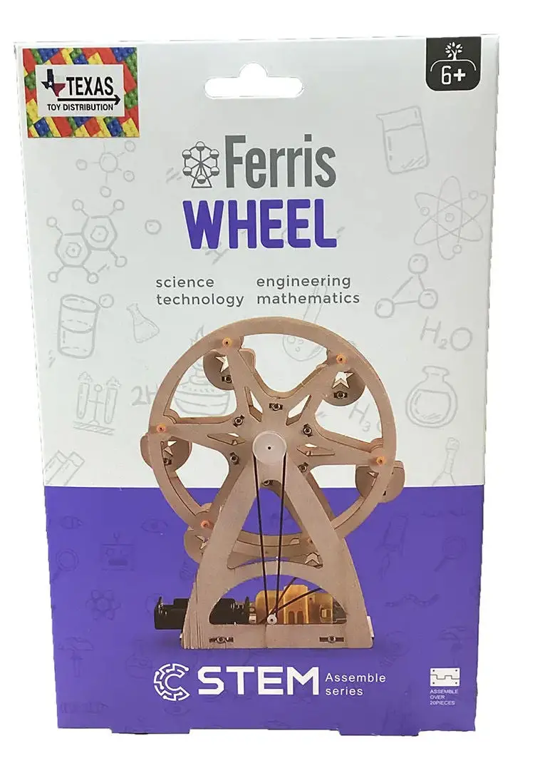 Wooden Ferris Wheel STEM Assembly Kit – Rotating Amusement Ride Model – #FF170632
