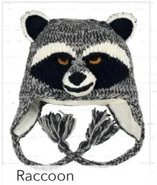 Youth Raccoon Hat – Striped Tail Accent, Snuggly Costume Headwear